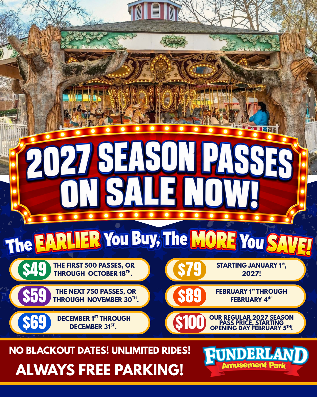 Funderland Amusement Park Sacramento Season Pass Sale 2027